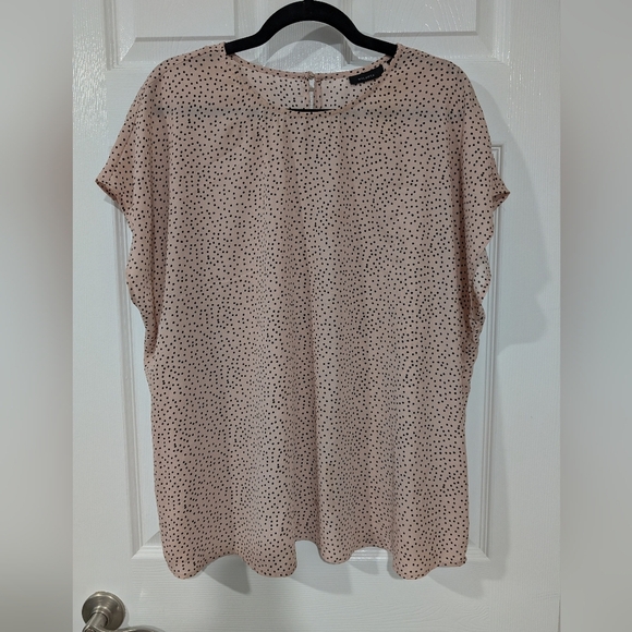 Halogen Pink and Black Polka Dot Short Sleeve Blouse in Size 2X - Picture 1 of 8